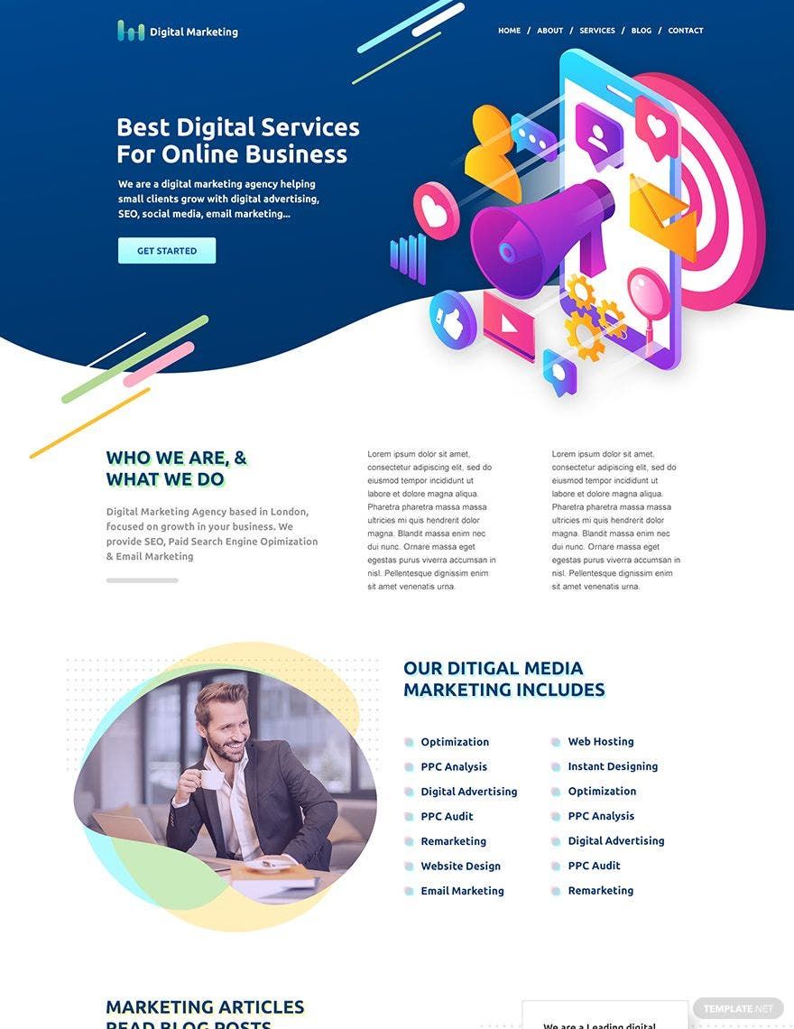 Digital Marketing PSD Landing Page Template