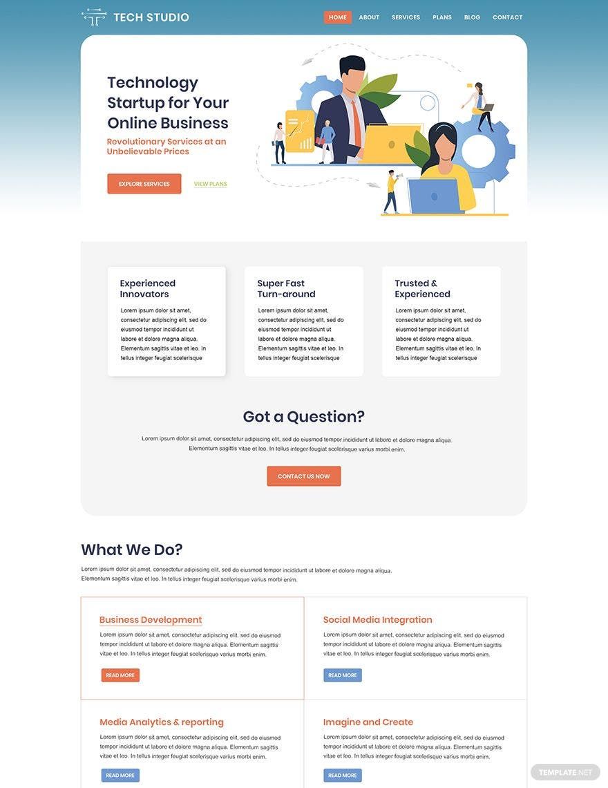 Tech Startup PSD Landing page Template