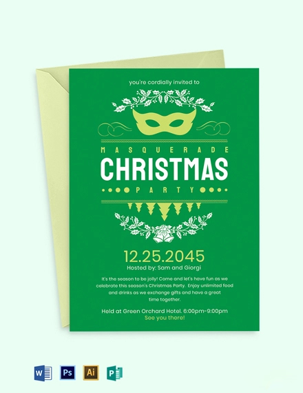 christmas masquerade invitation