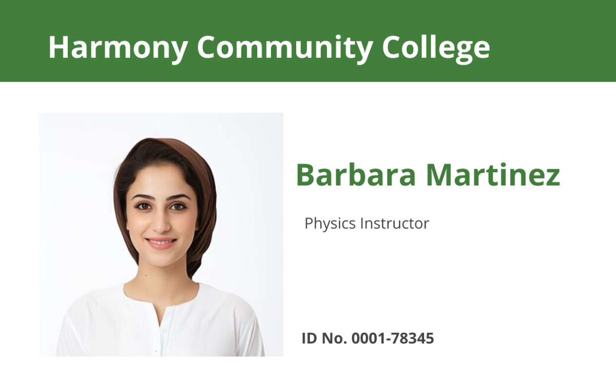 Community College ID Card Template - Edit Online & Download