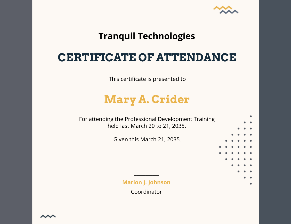 Training Attendance Certificate Template - Edit Online & Download