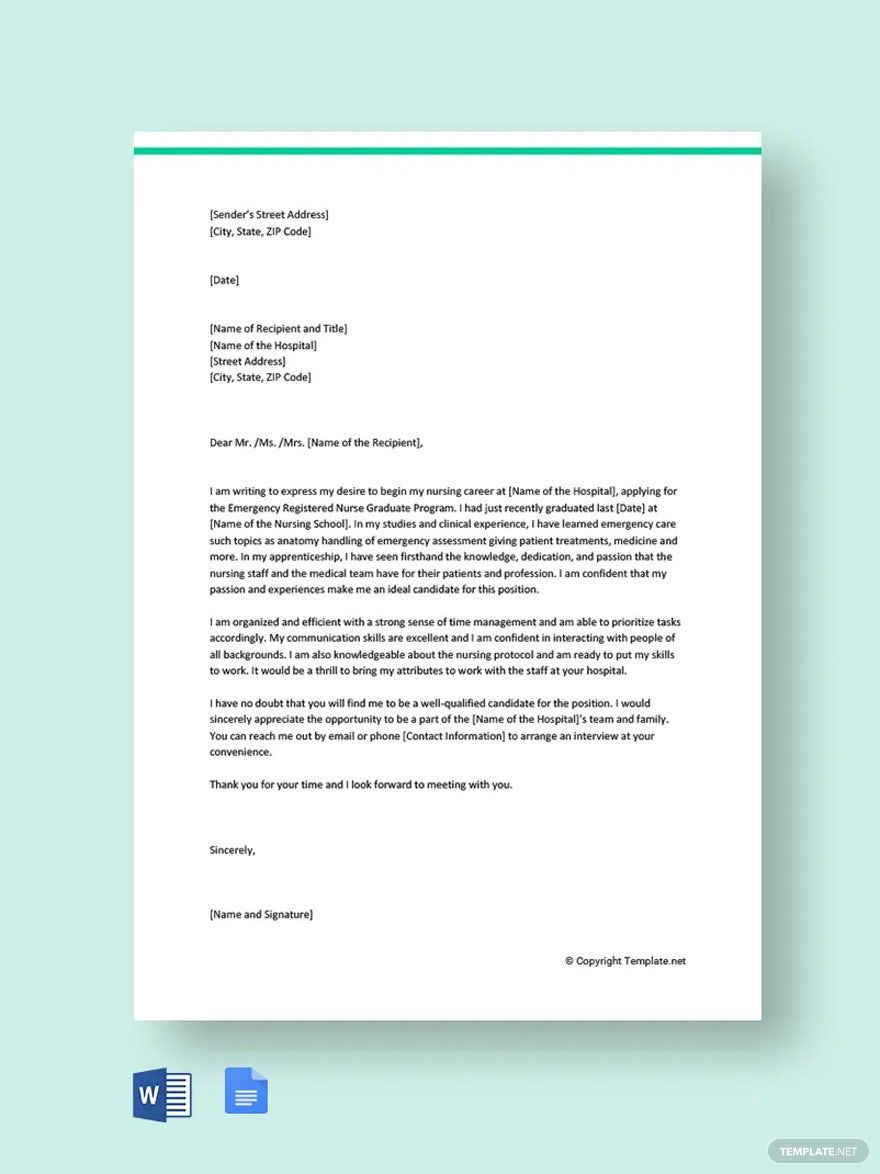 Graduate Nurse Cover Letter Template