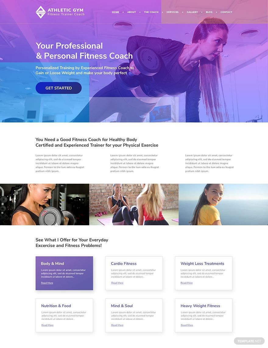 Fitness Trainer Coach PSD Landing Page Template