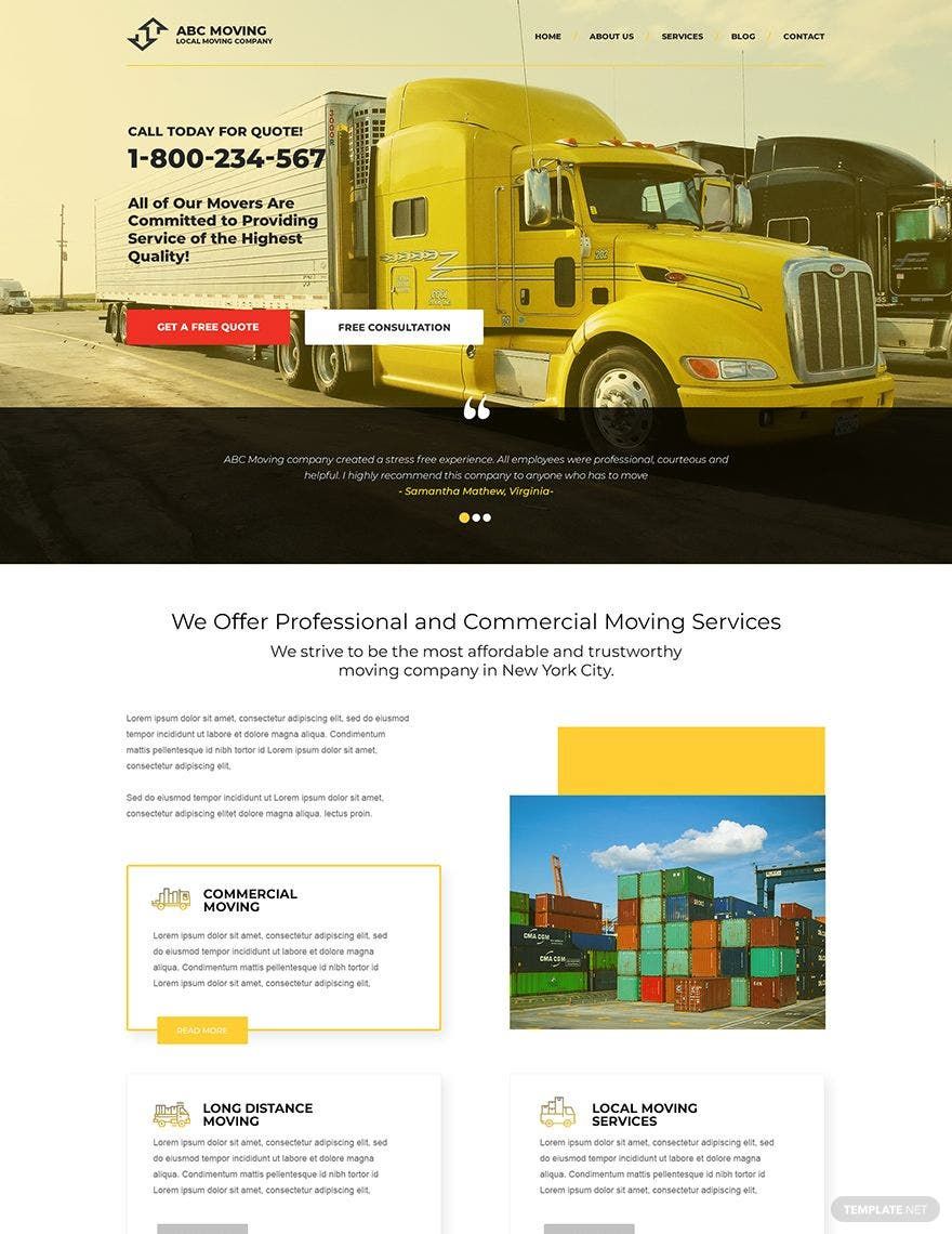 Moving Company PSD Landing Page Template