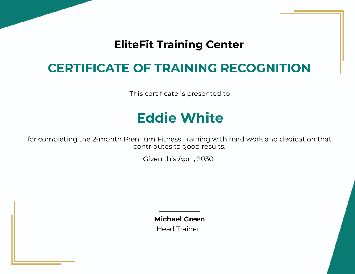 Training Recognition Certificate Template - Edit Online & Download