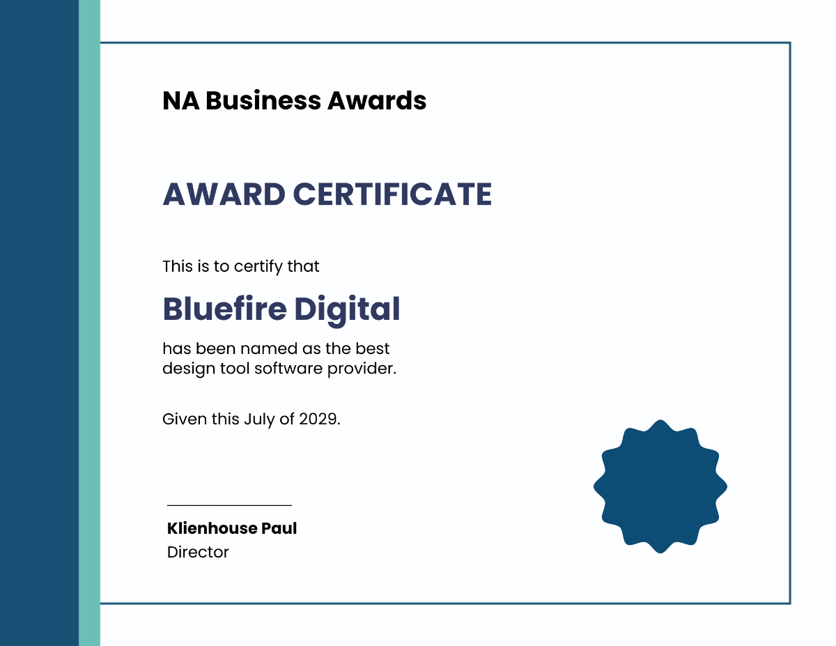 Free Business Award Certificate Template