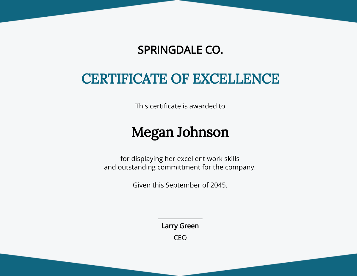 Excellent Employee Performance Award Certificate Template - Edit Online & Download
