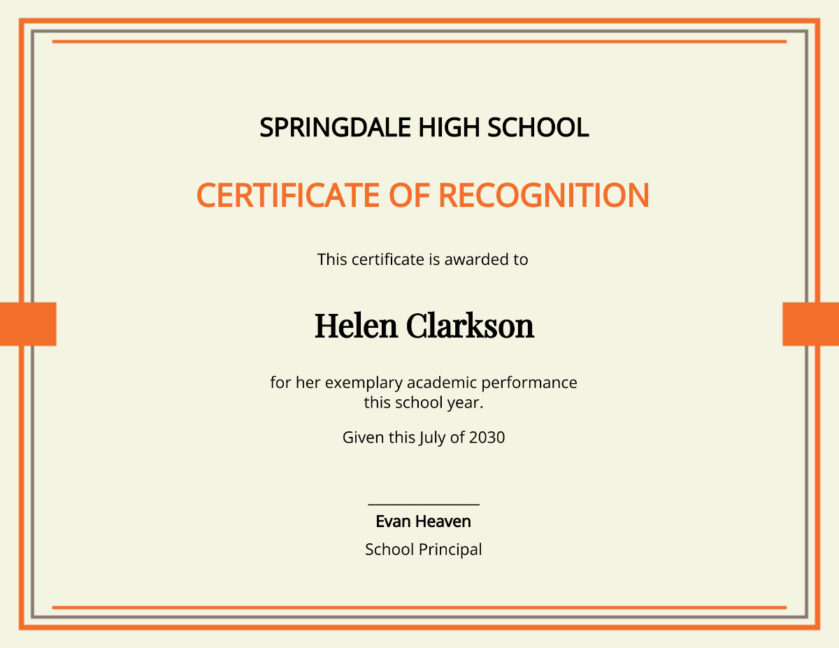 School Performance Award Certificate Template - Edit Online & Download