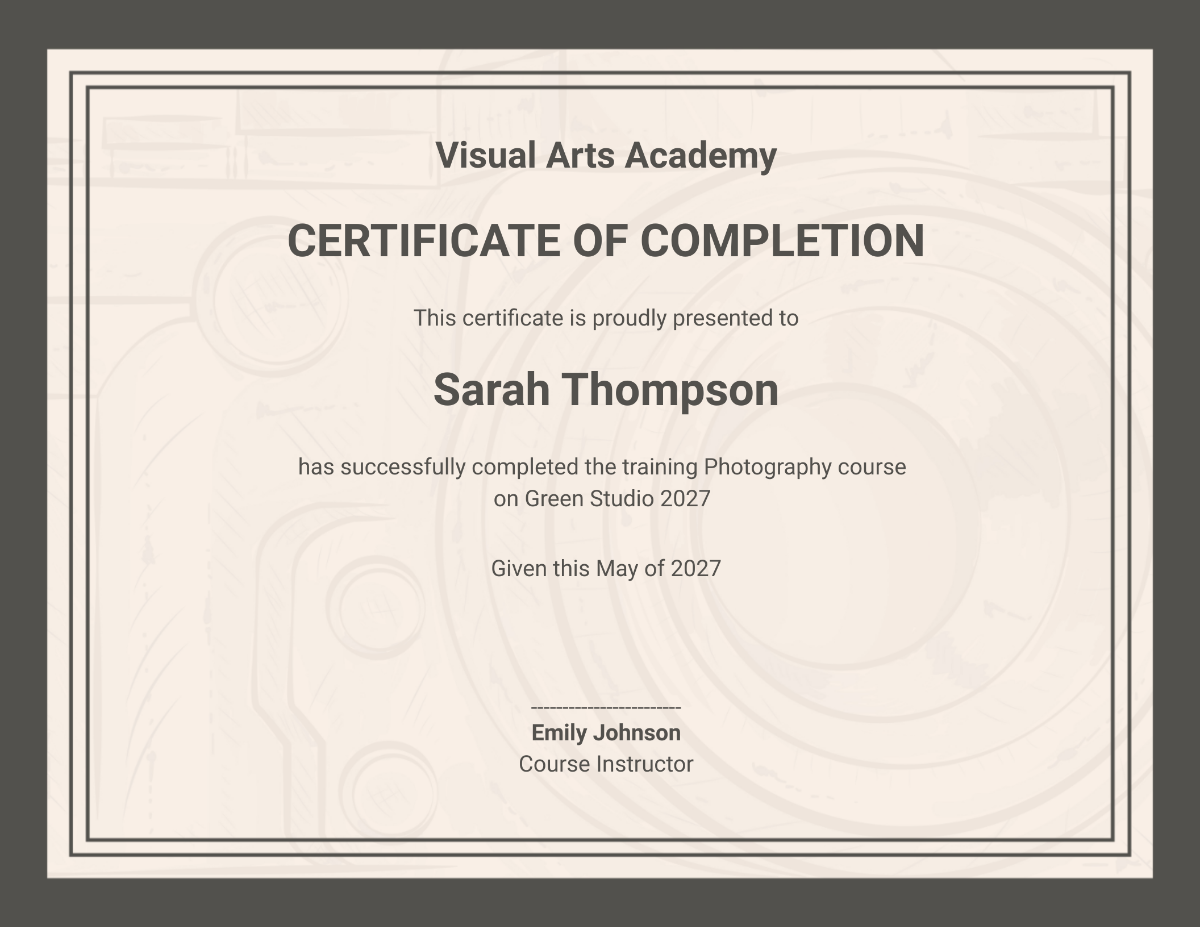 Photography Training Certificate Template - Edit Online & Download