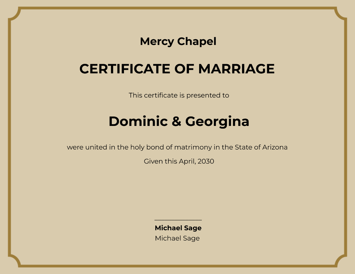 Church Marriage Certificate Template - Edit Online & Download