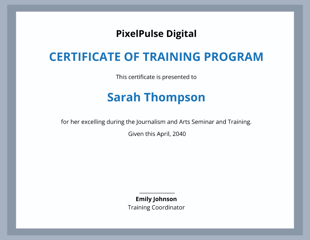 Training Program Achievement Certificate Template - Edit Online & Download