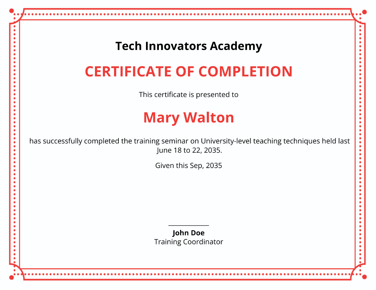 Teaching Training Certificate Sample Template - Edit Online & Download