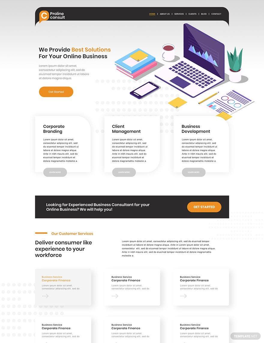 Business Consultant PSD Landing Page Template