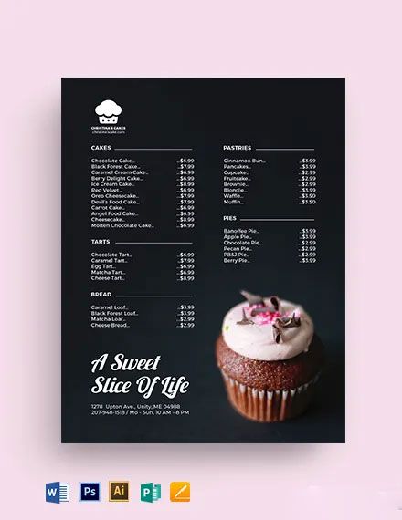 Cake Price List Template