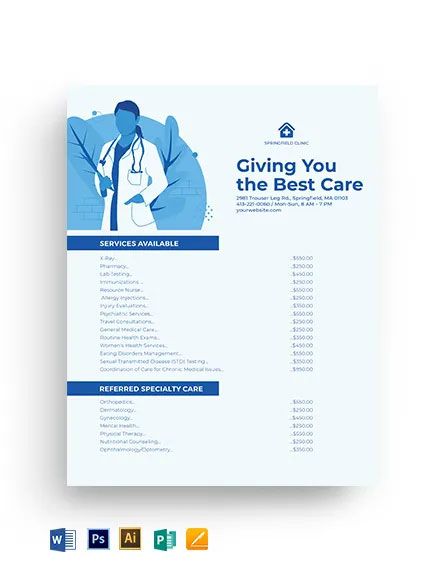 Clinic Price List Template