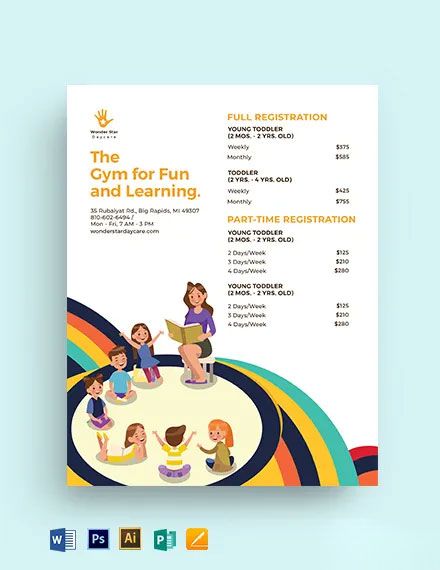 Daycare Price List Template