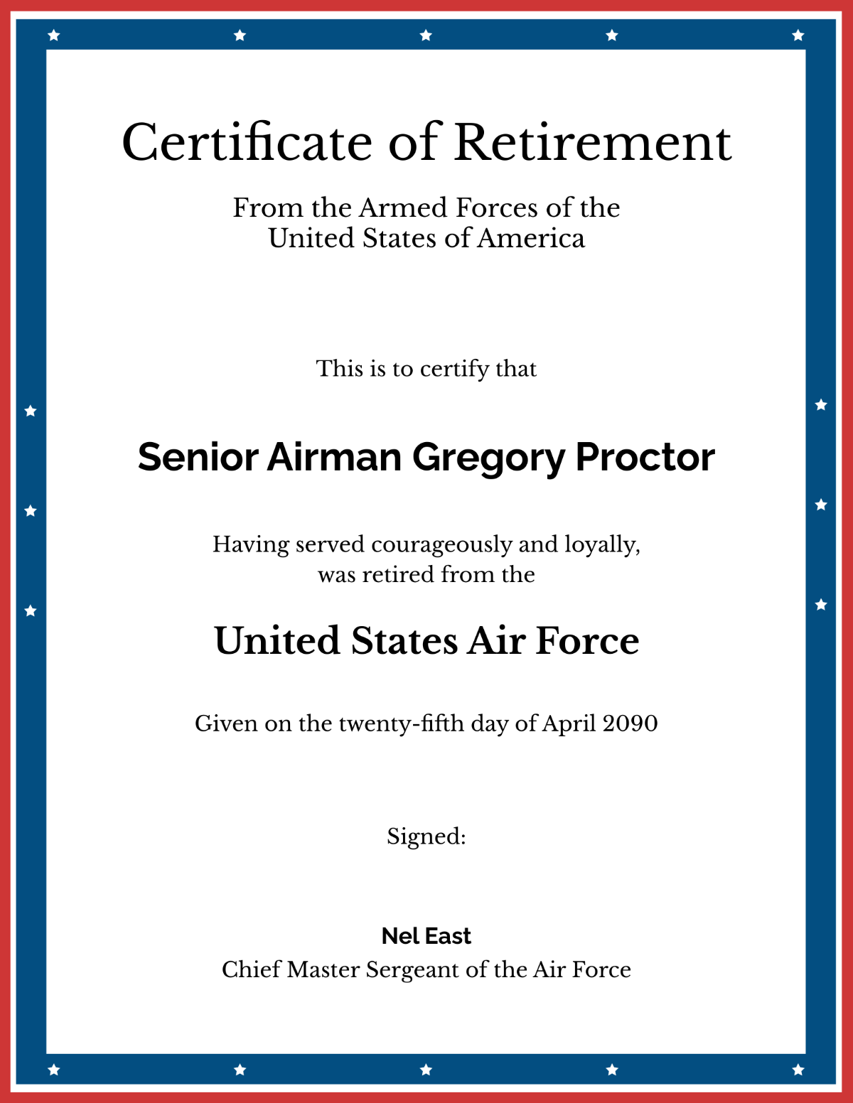 Free Military Retirement Certificate Template