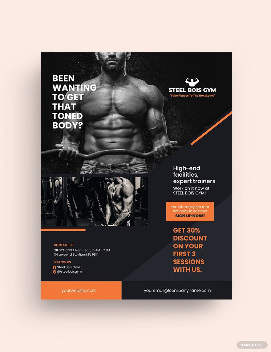 Fitness Gym Business Promotion Flyer Template