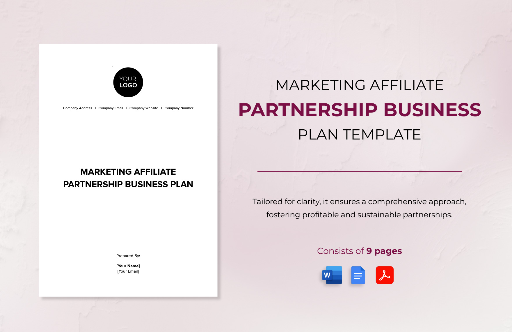 Marketing Affiliate Partnership Business Plan Template