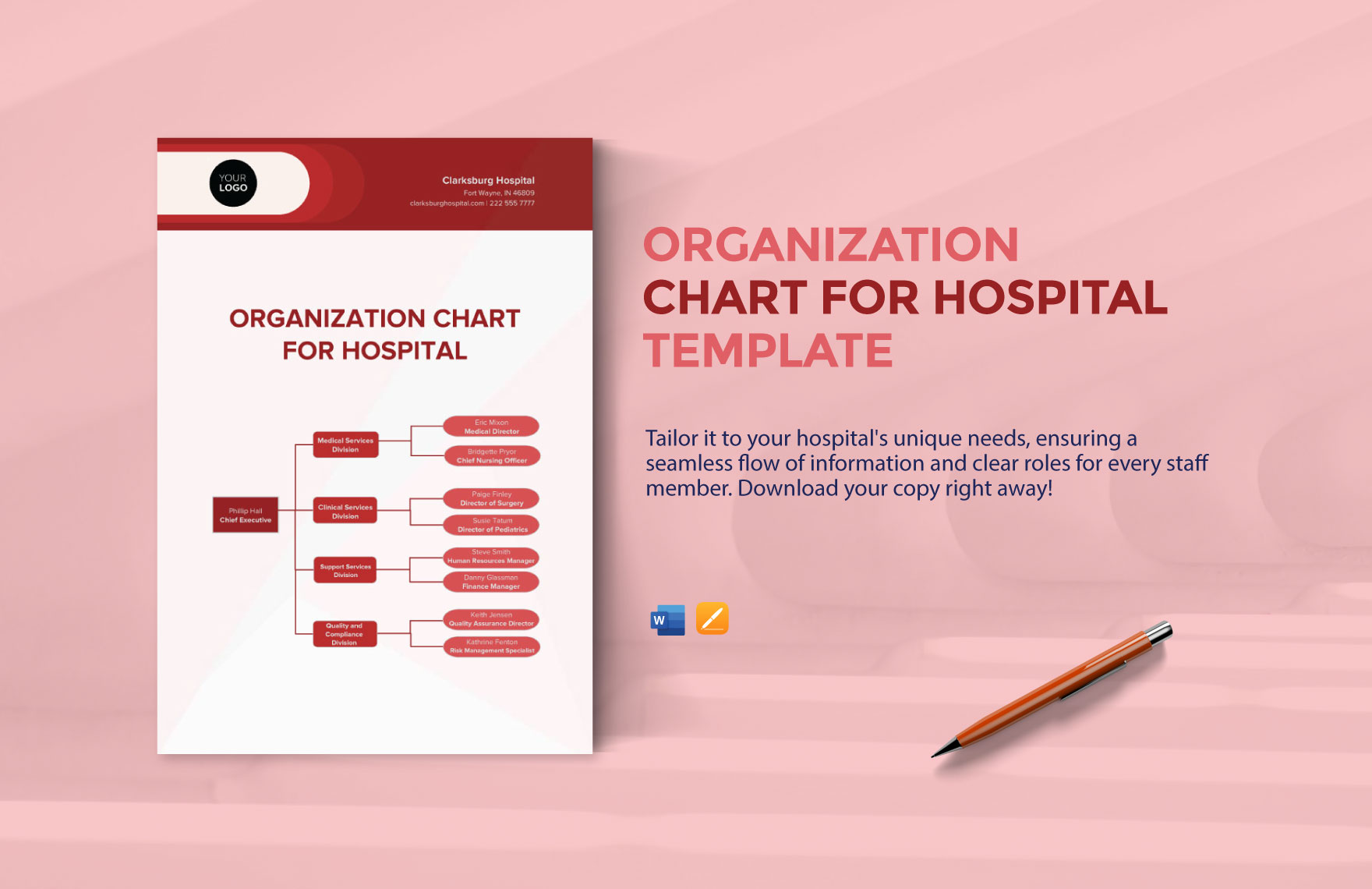 Organization Chart for Hospital Template