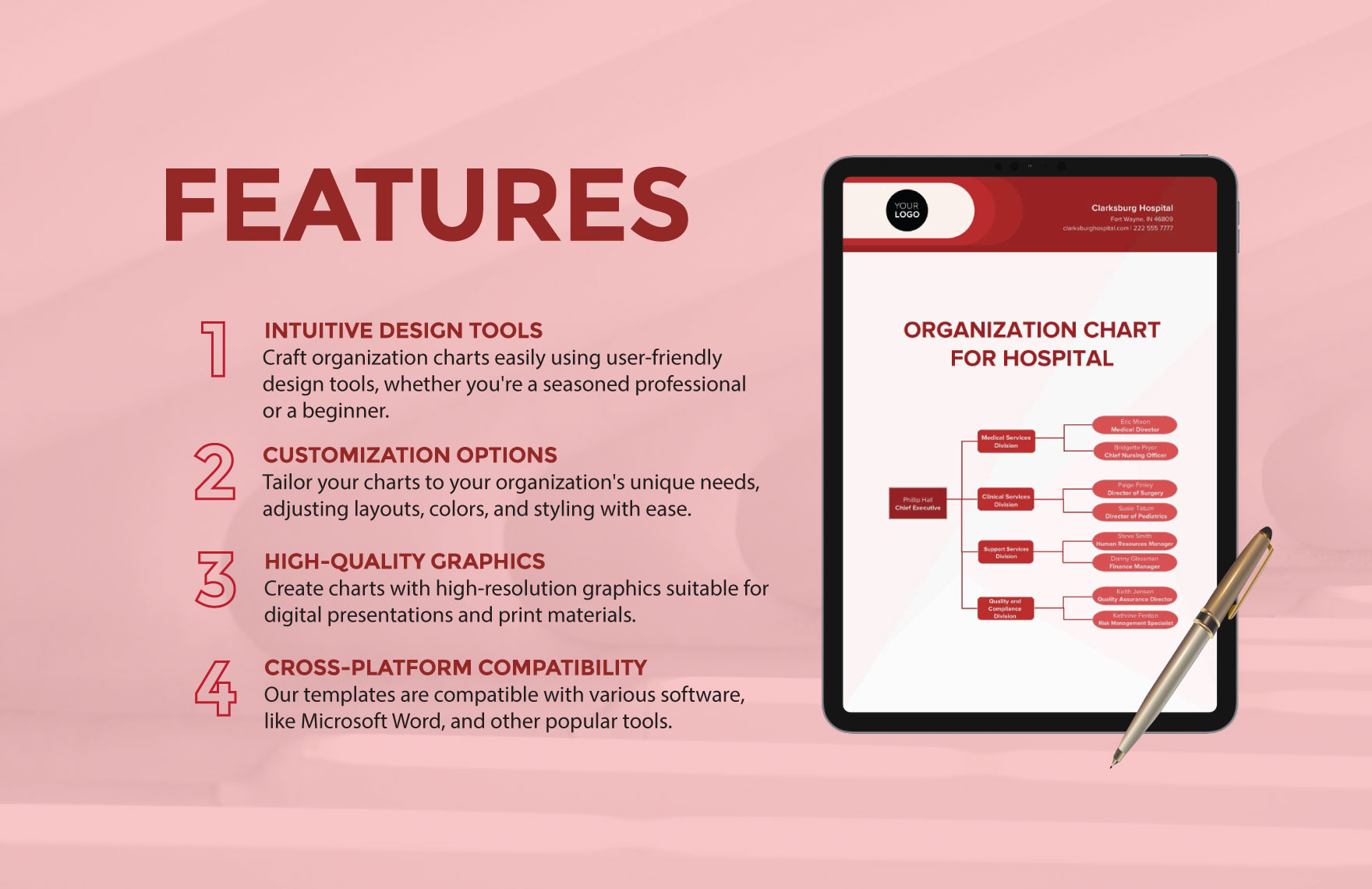 Organization Chart for Hospital Template