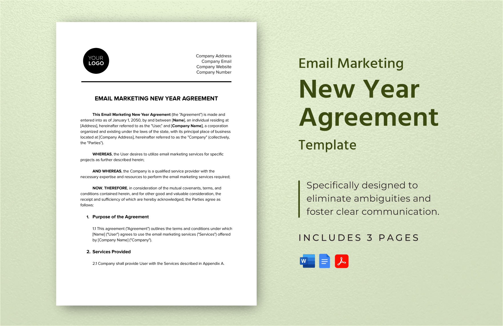 Email Marketing New Year Agreement Template