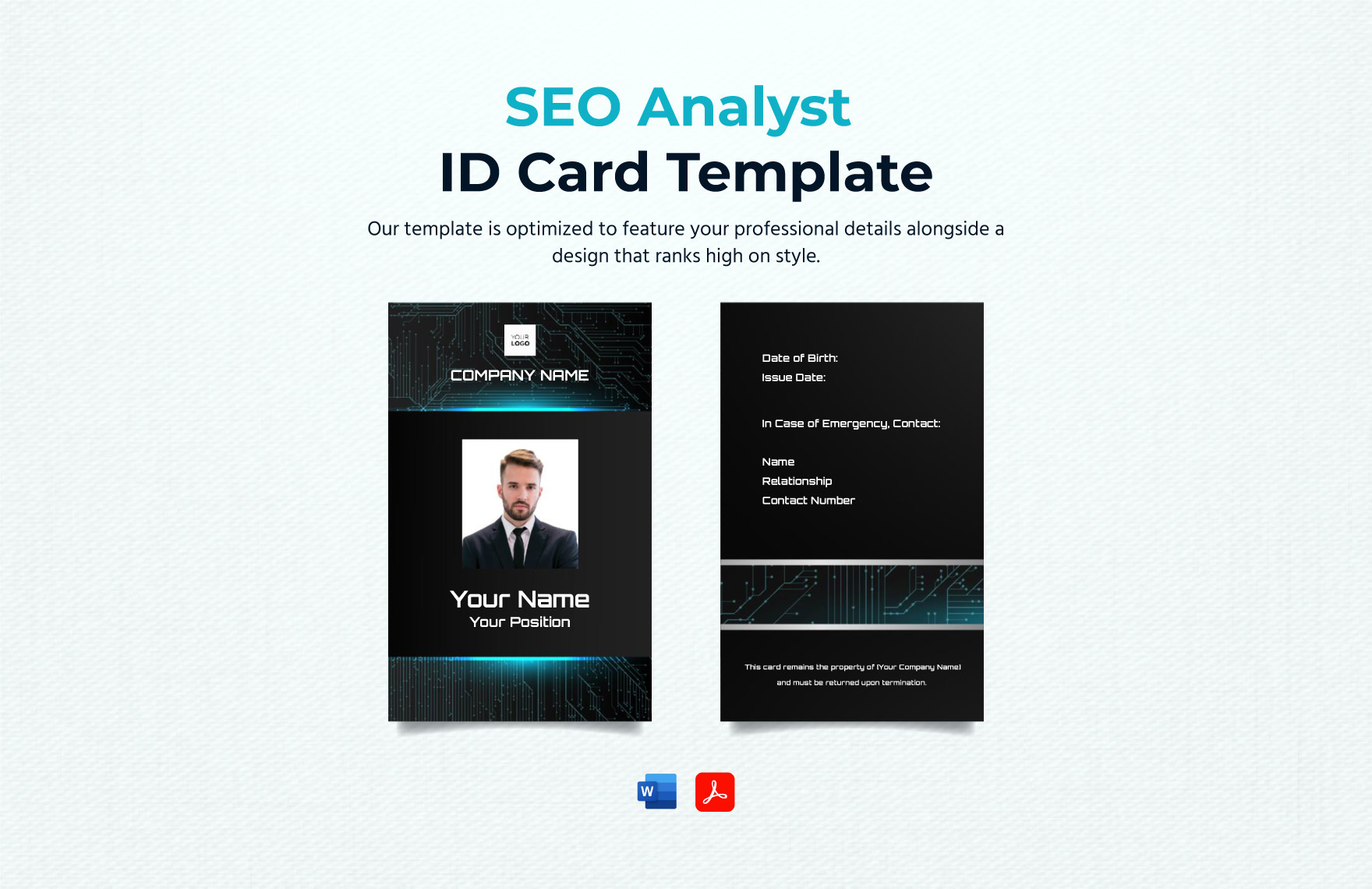 SEO Analyst ID Card Template