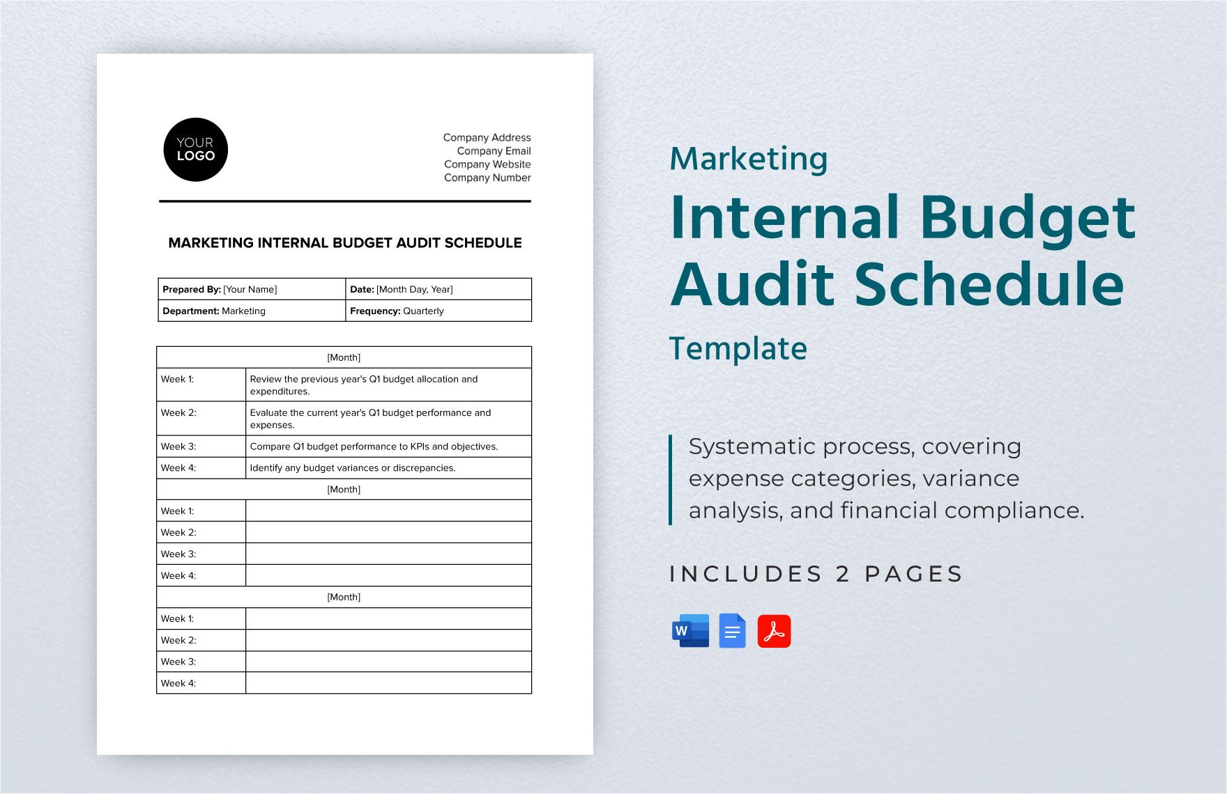 Marketing Internal Budget Audit Schedule Template