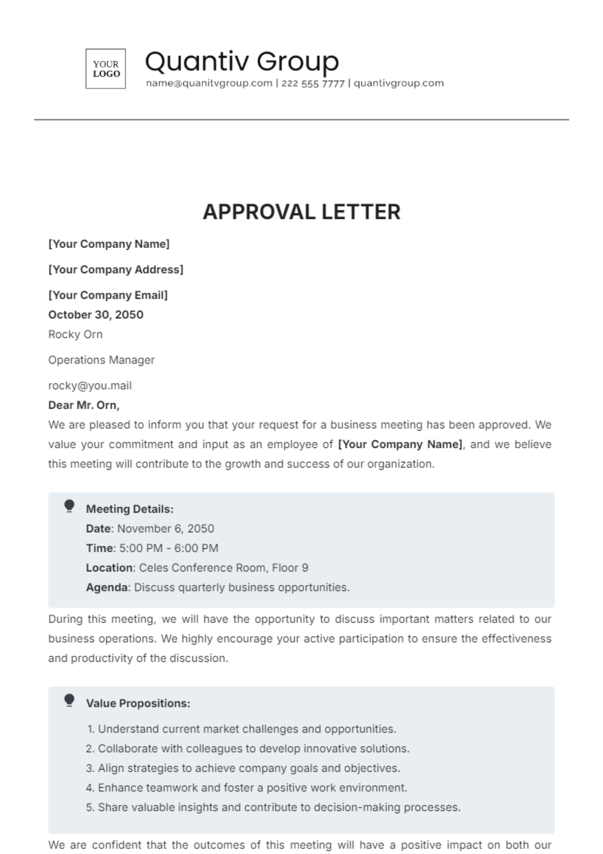 Free Approval Letter Template