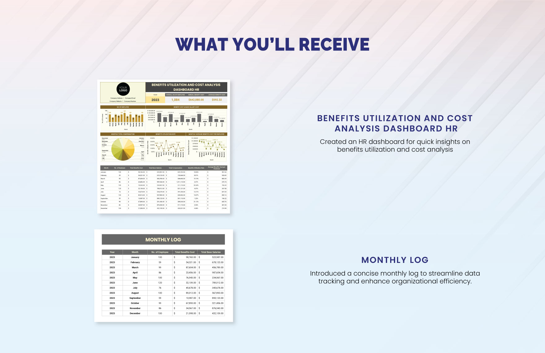 Benefits Utilization and Cost Analysis Dashboard HR Template