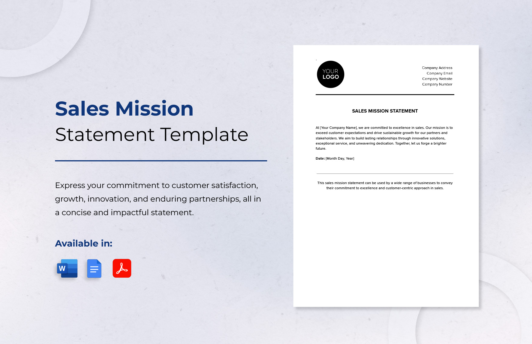 Sales Mission Statement Template