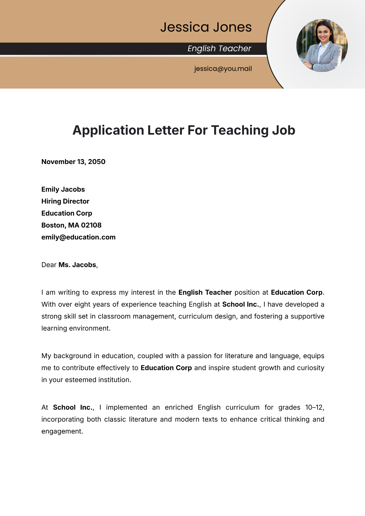 Free Application Letter for Work Immersion Template - Edit Online ...