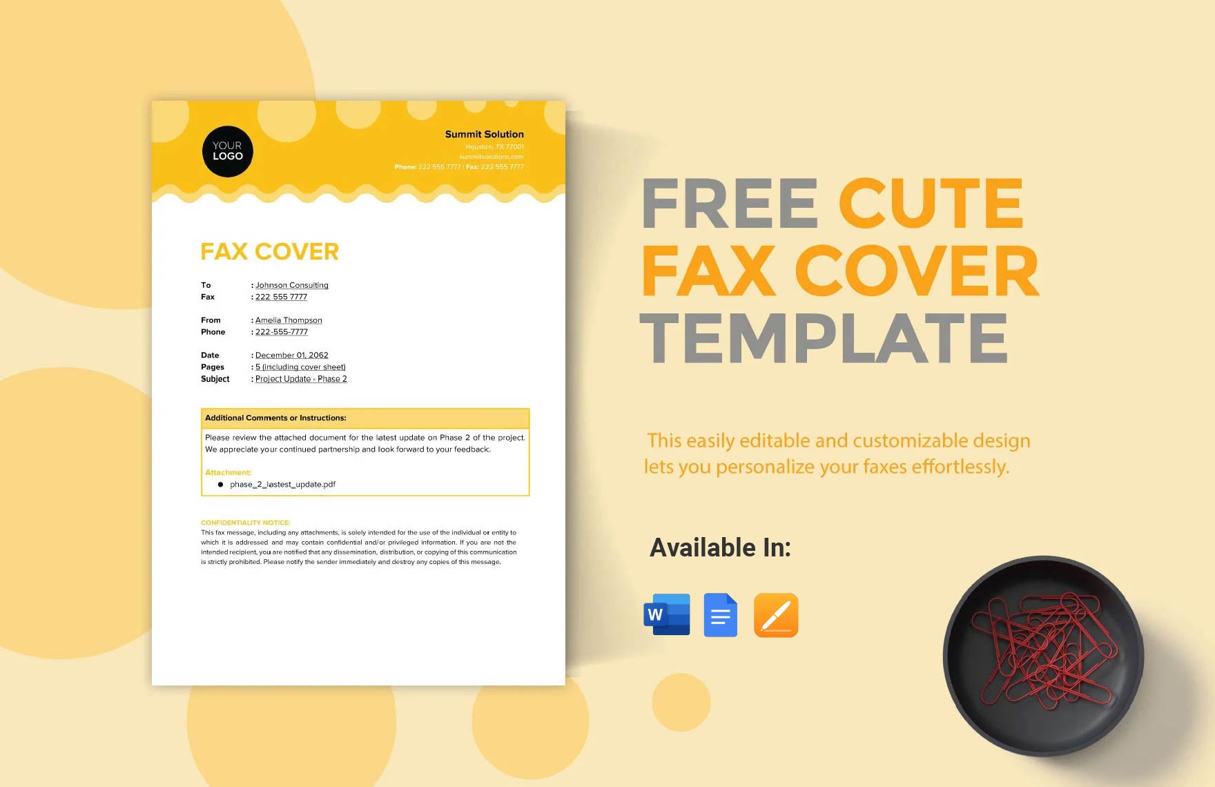 Cute Fax Cover Template