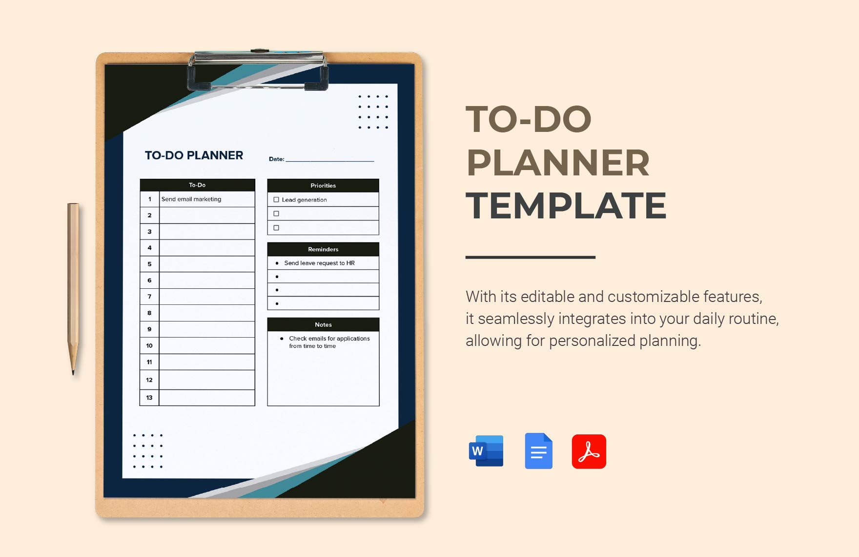 To-Do Planner Template in Word, PDF, Google Docs, Pages - Download | Template.net