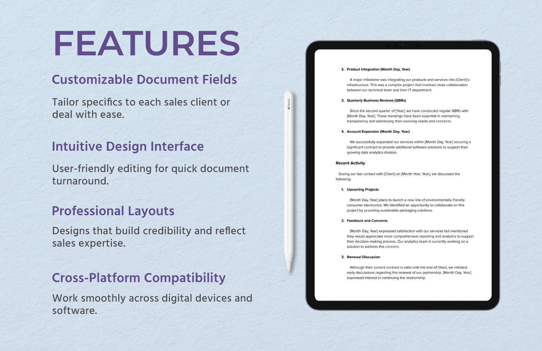 Sales Client History Report Template