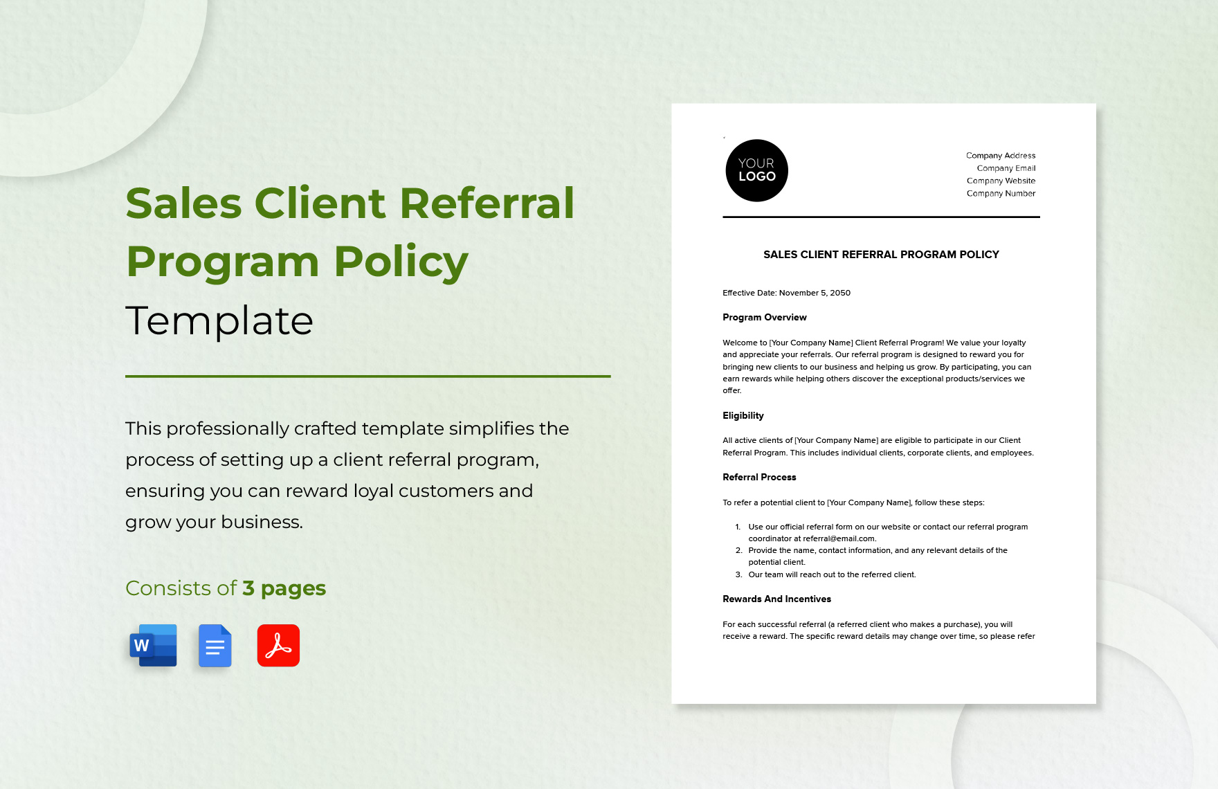 Sales Client Referral Program Policy Template