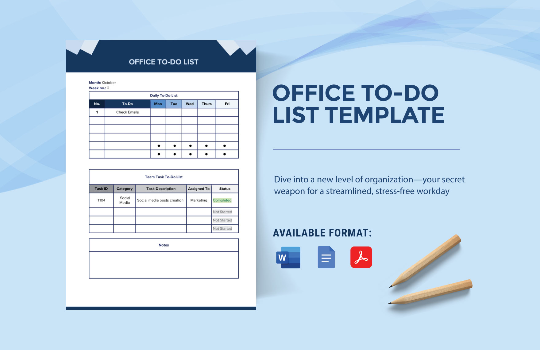 Office To-Do List Template in Word, PDF, Google Docs - Download | Template.net