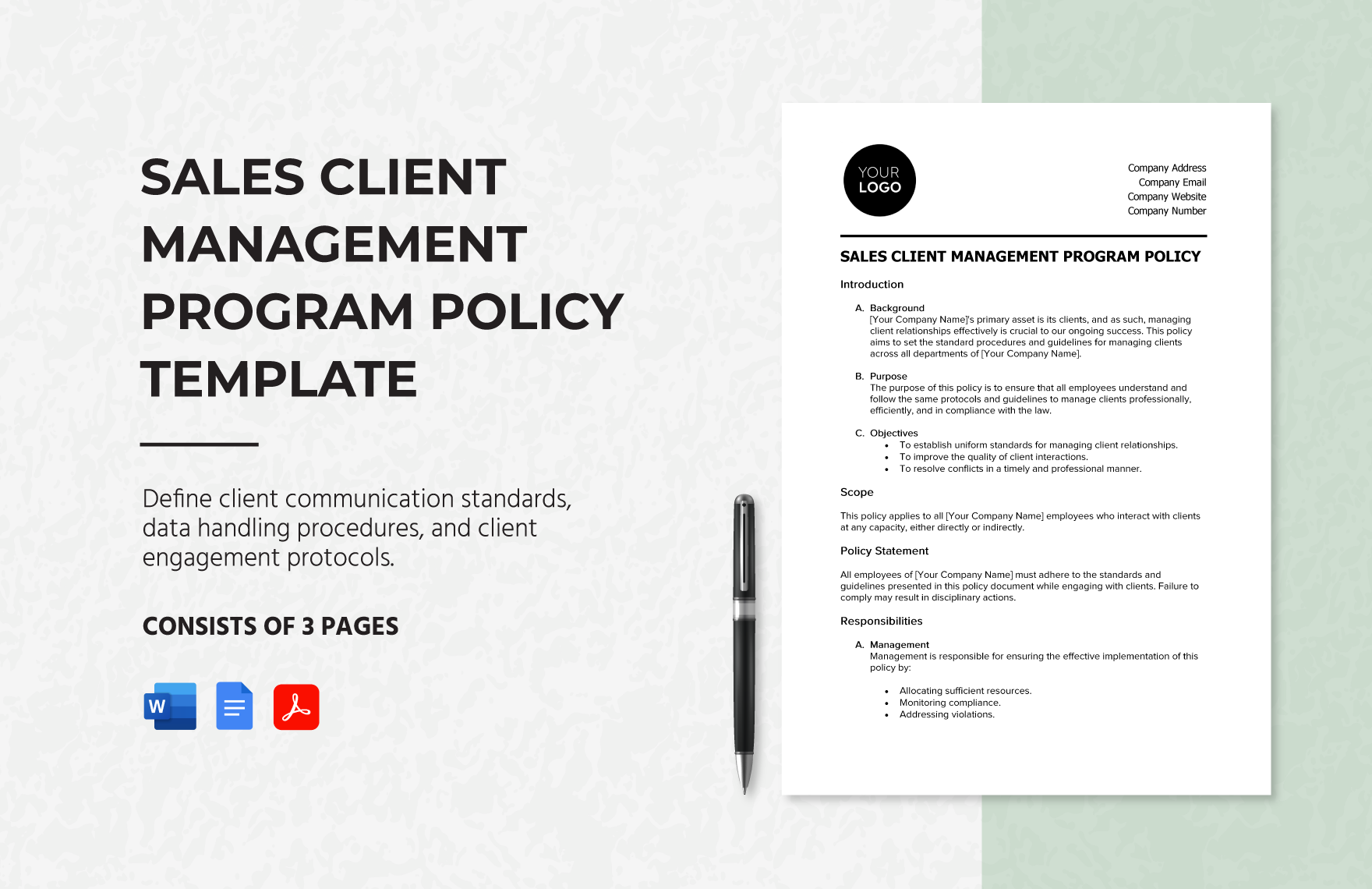 Sales Client Management Program Policy Template