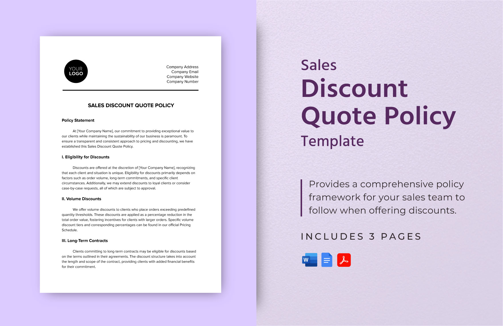 Sales Discount Quote Policy Template