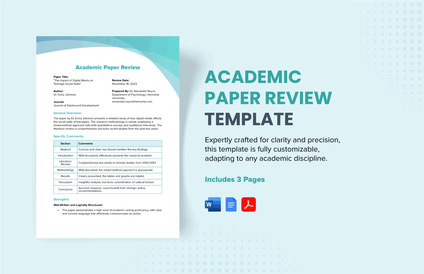 Academic Paper Review Template