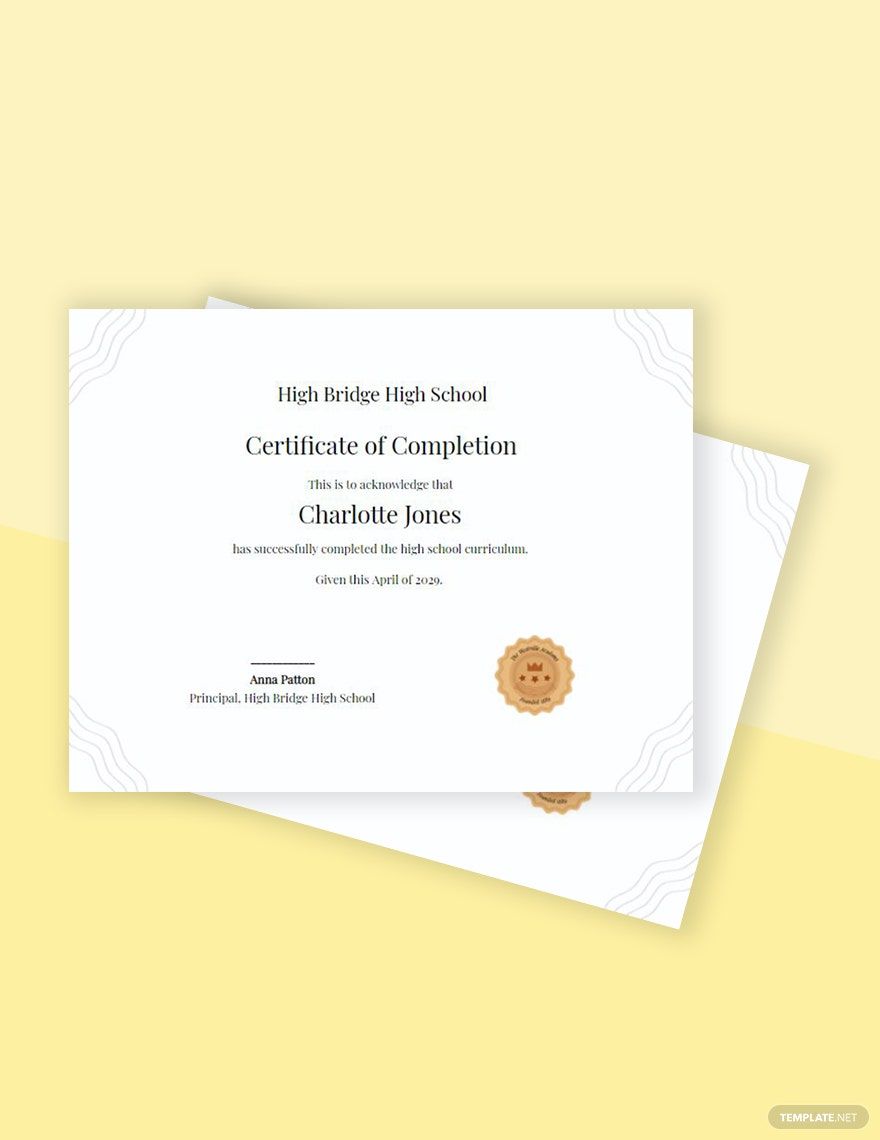 High School Diploma Certificate Template in Illustrator, Pages, PSD, Word, Publisher, Google Docs, PDF - Download | Template.net