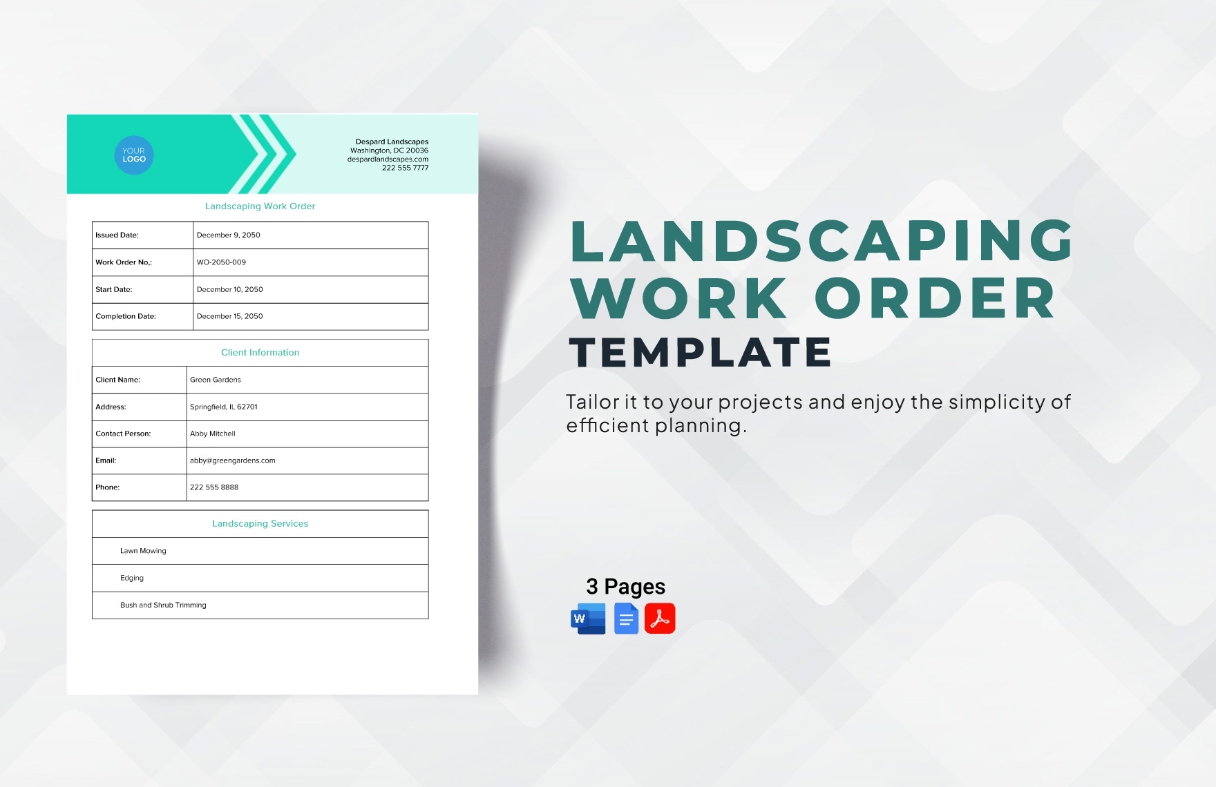 Landscaping Work Order Template