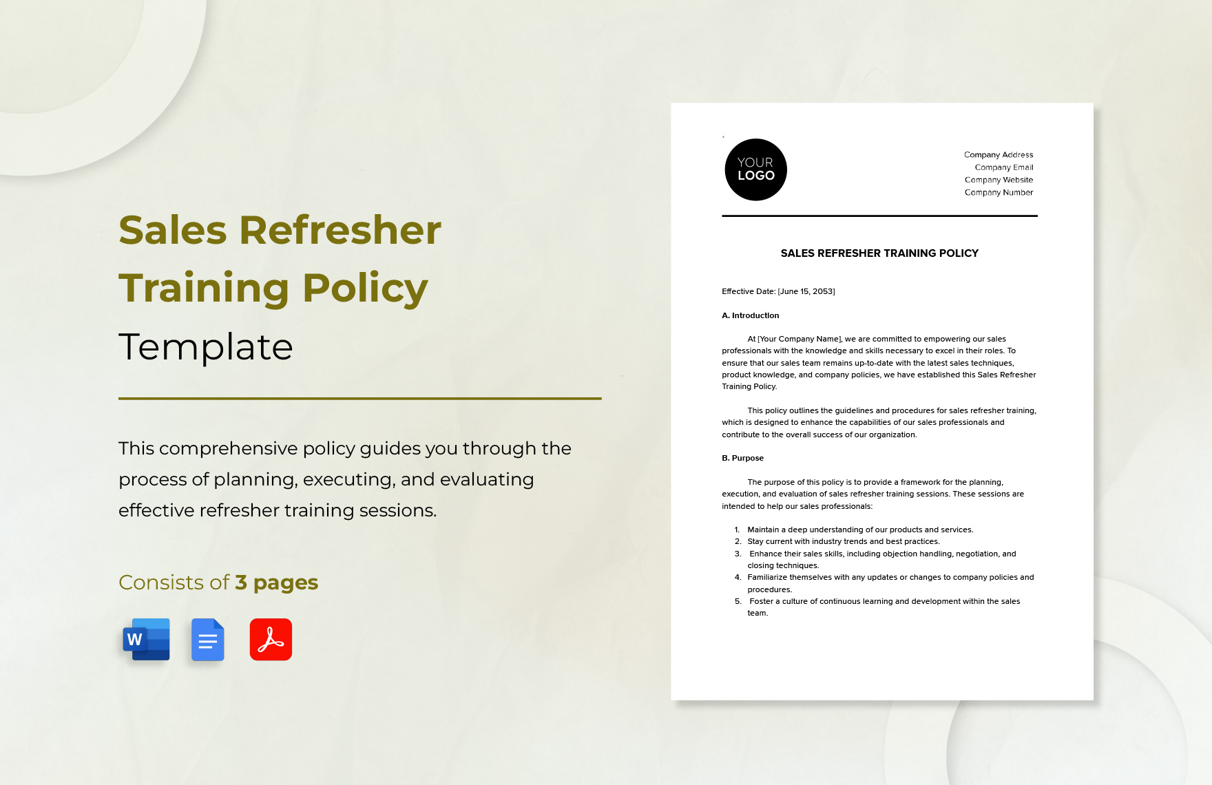 Sales Refresher Training Policy Template