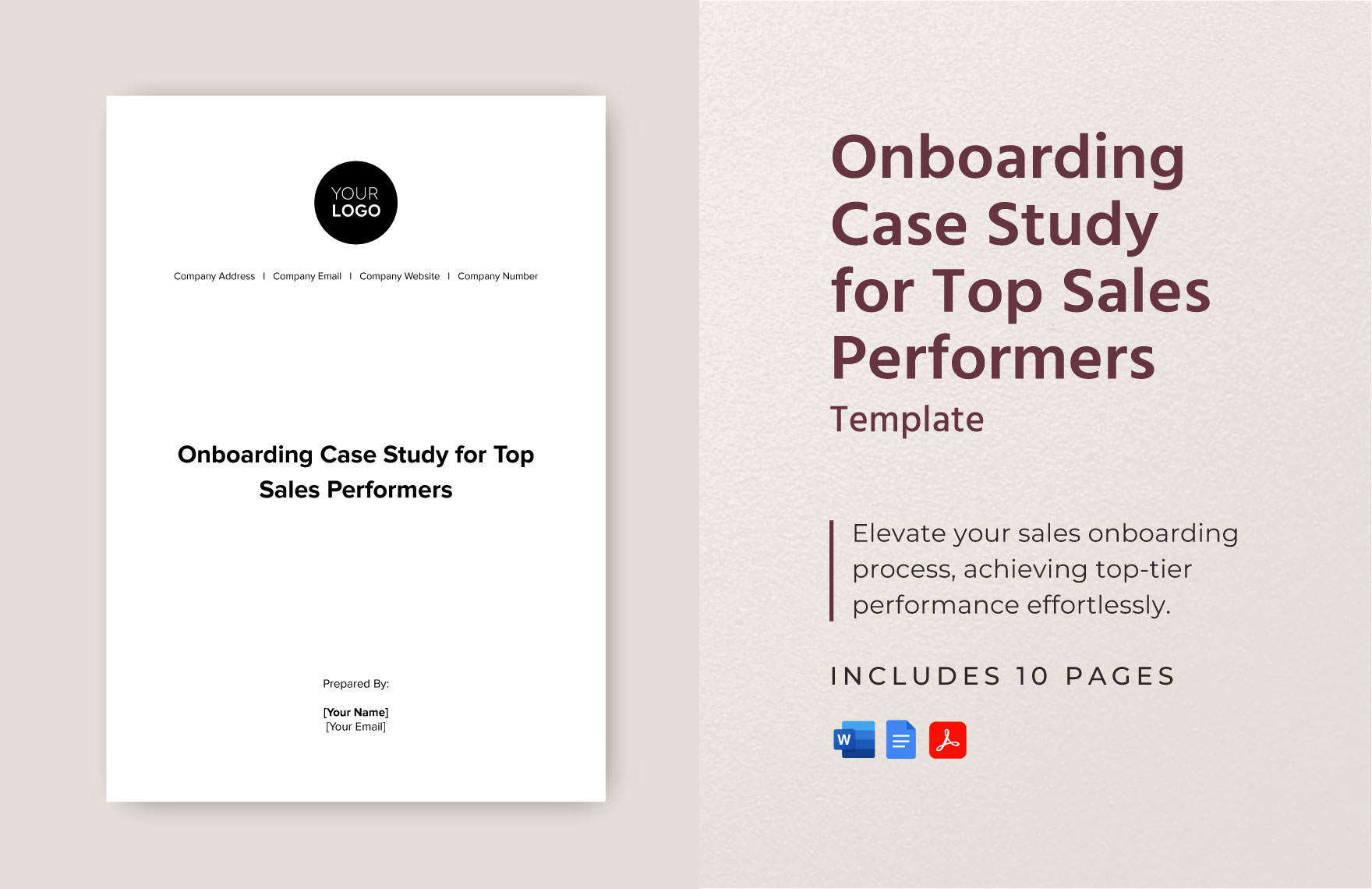 Onboarding Case Study for Top Sales Performers Template