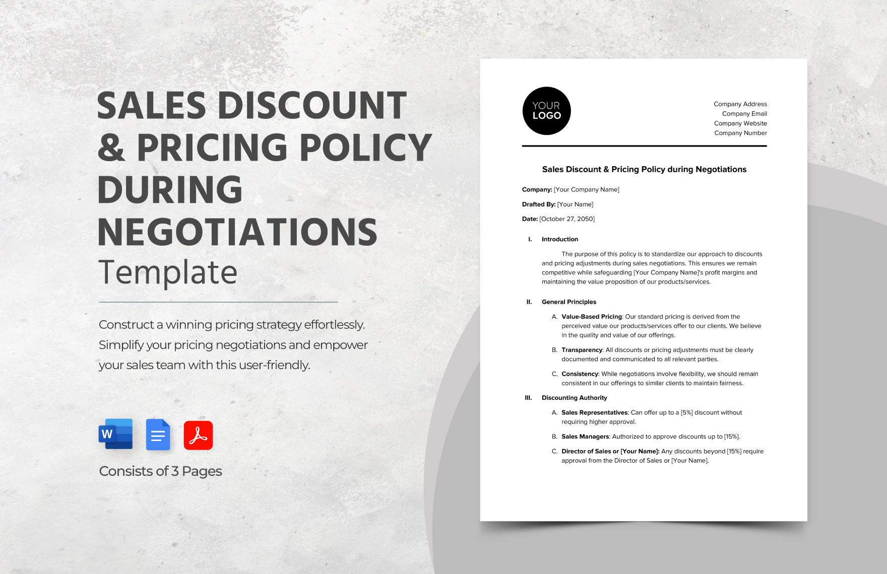 Sales Discount & Pricing Policy during Negotiations Template