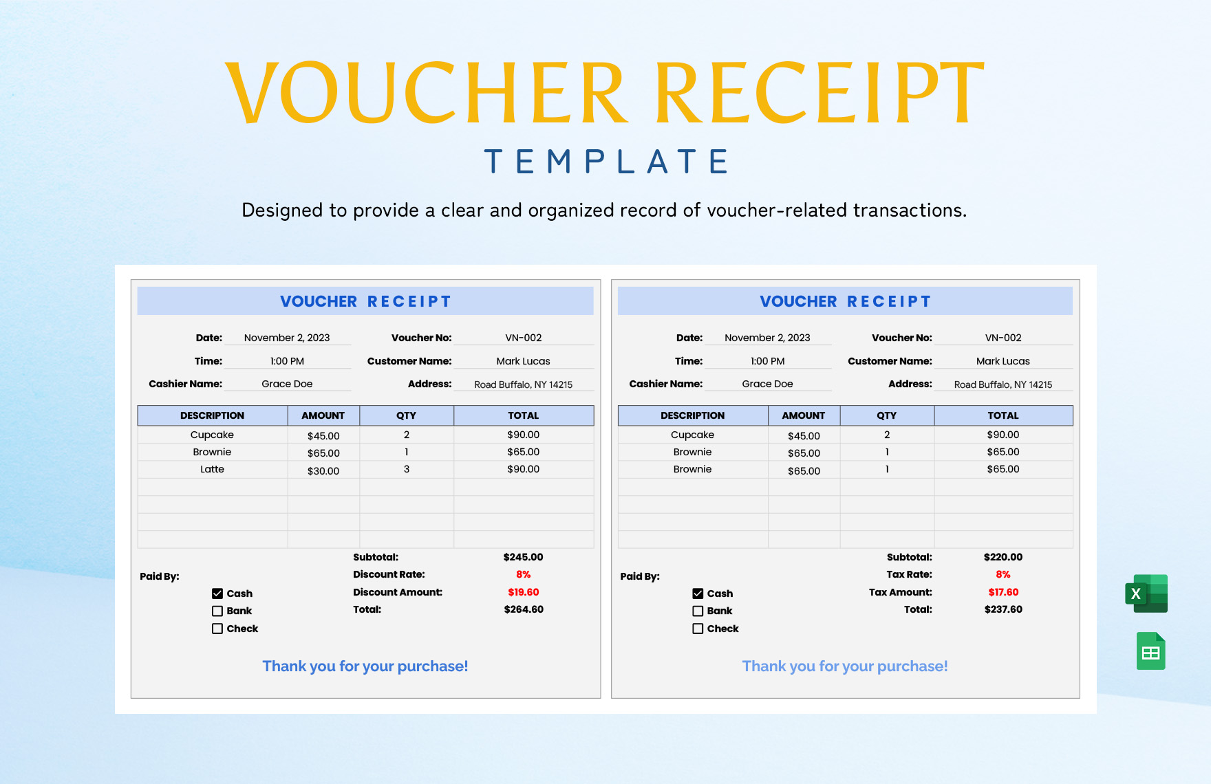 Voucher Receipt Template