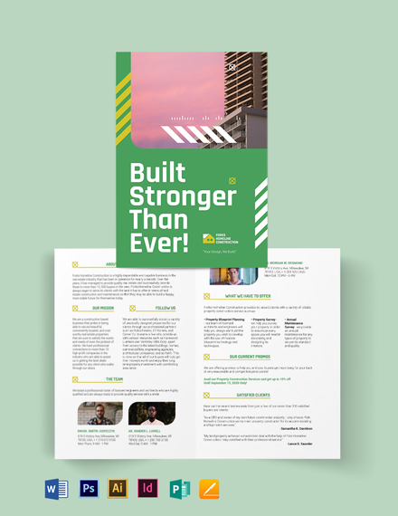 construction company investor bi fold brochure