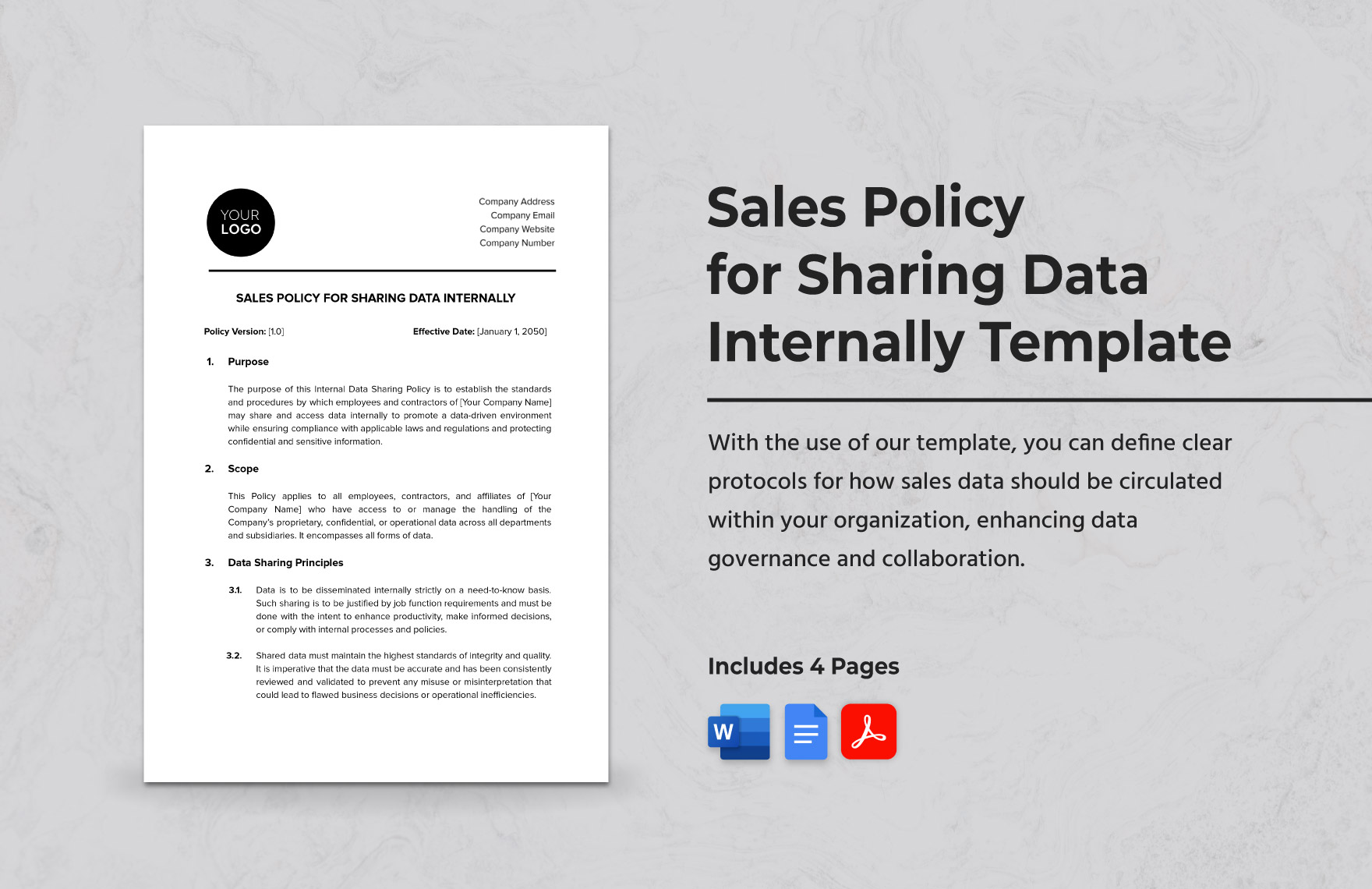 Sales Policy for Sharing Data Internally Template