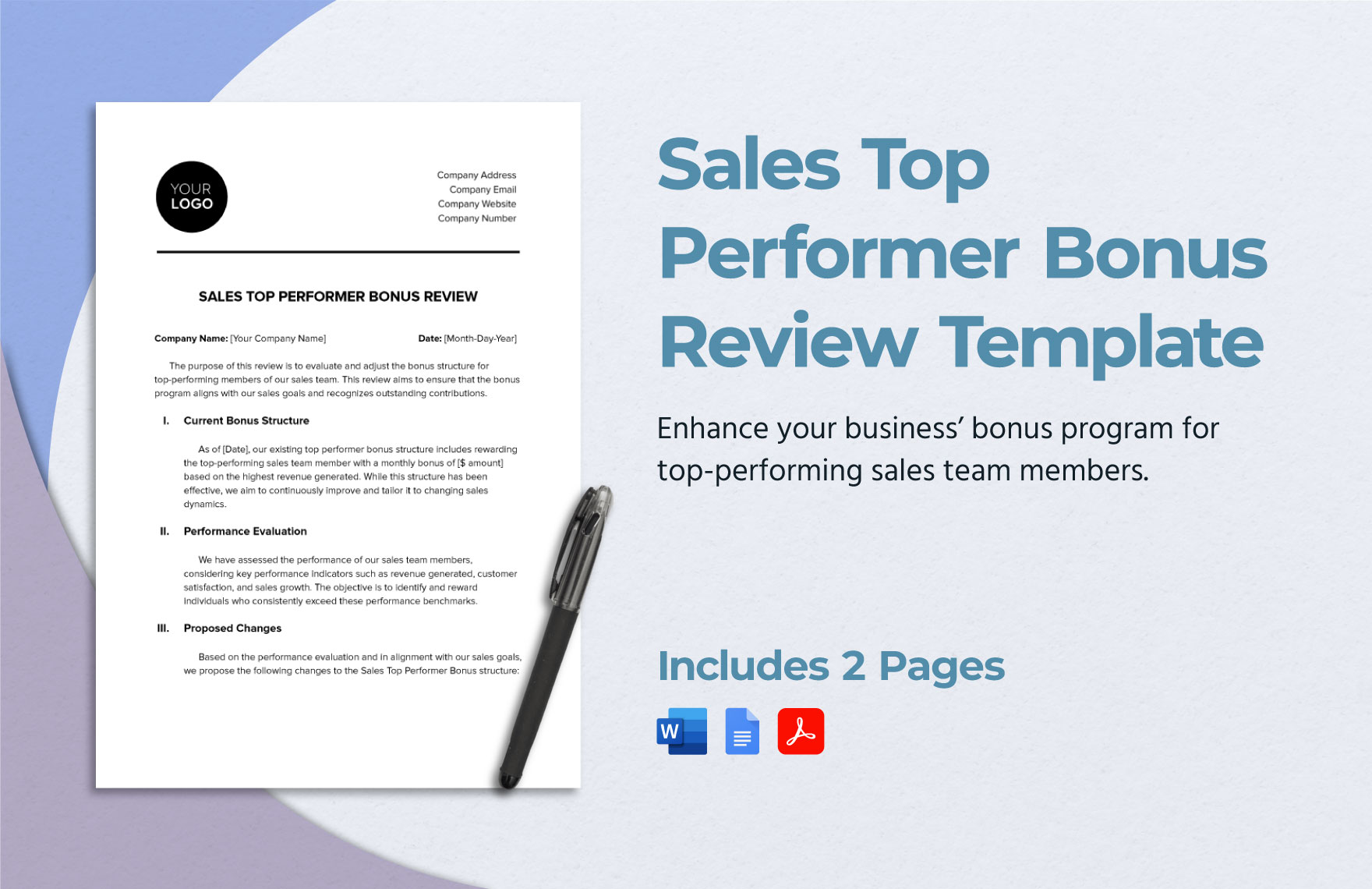 Sales Top Performer Bonus Review Template