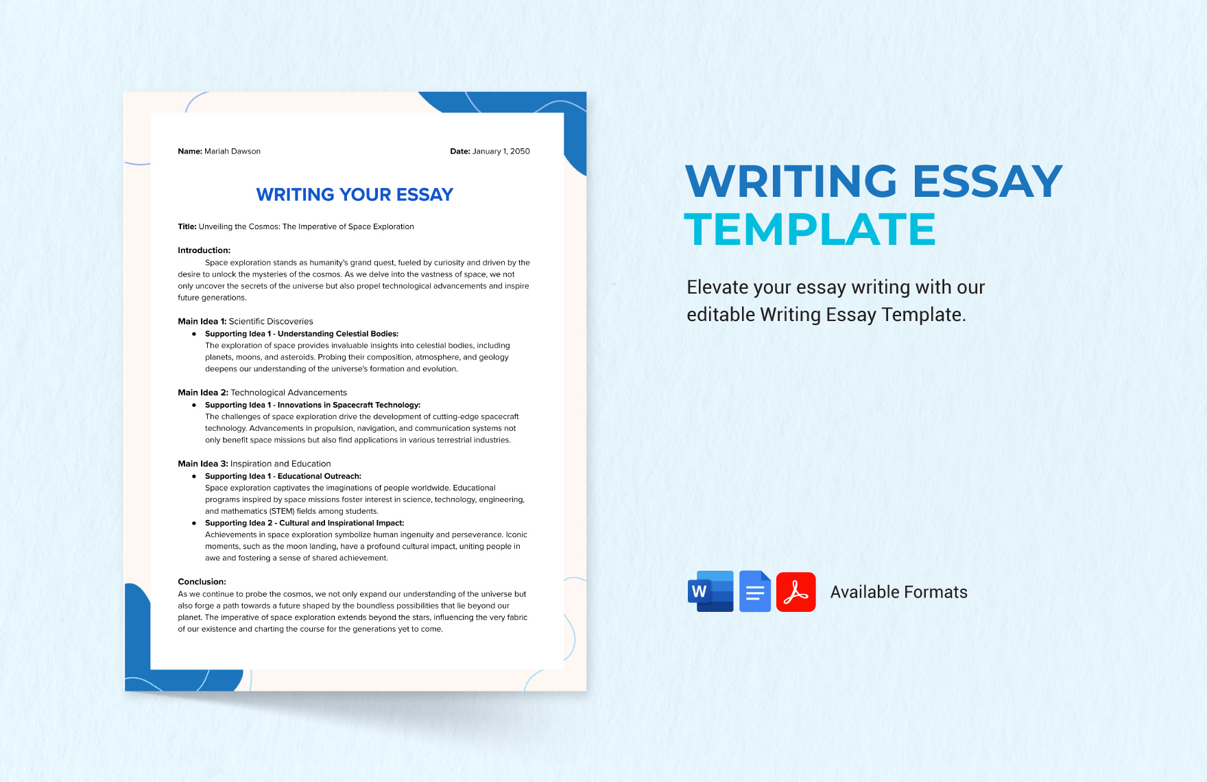 Writing Essay Template